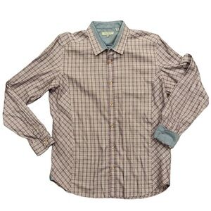 Ted Baker Sz 5 long sleeve button down shirt in light purple tones weave